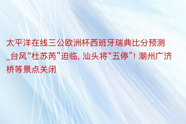 太平洋在线三公欧洲杯西班牙瑞典比分预测_台风“杜苏芮”迫临, 汕头将“五停”! 潮州广济桥等景点关闭