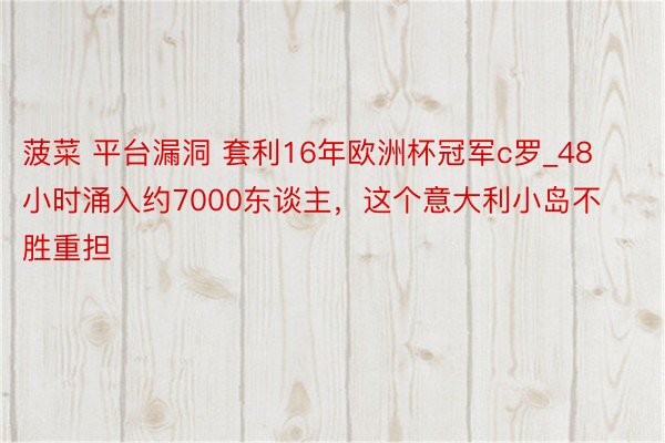 菠菜 平台漏洞 套利16年欧洲杯冠军c罗_48小时涌入约7000东谈主，这个意大利小岛不胜重担