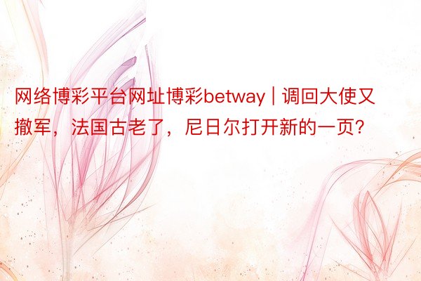 网络博彩平台网址博彩betway | 调回大使又撤军，法国古老了，尼日尔打开新的一页？